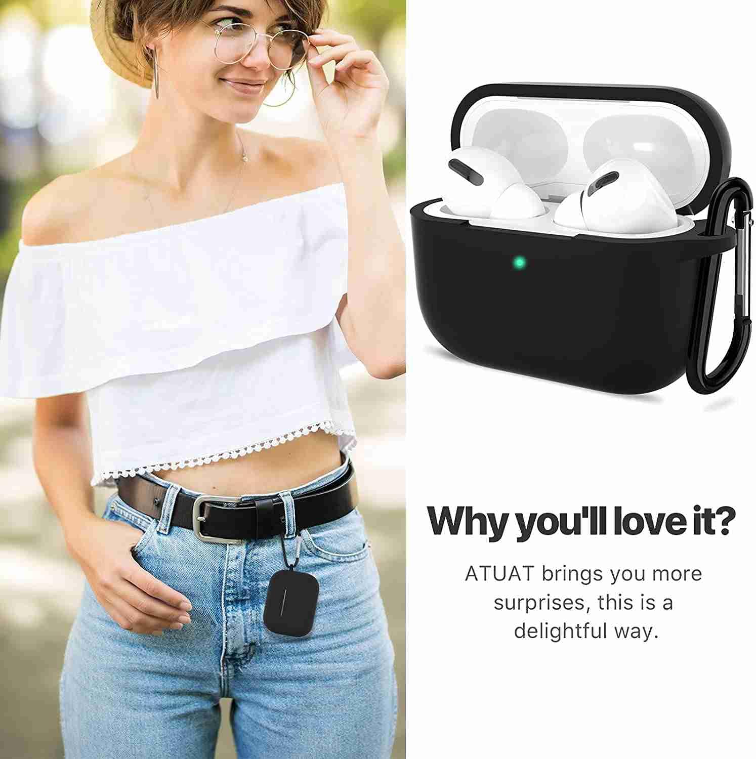Airpods Pro with case cover Black